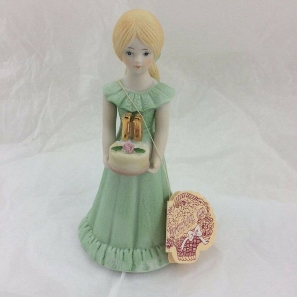 Age 11 Enesco Birthday Girl Figurine Growing Up E 2311 Blond Hair Porcelain Vtg